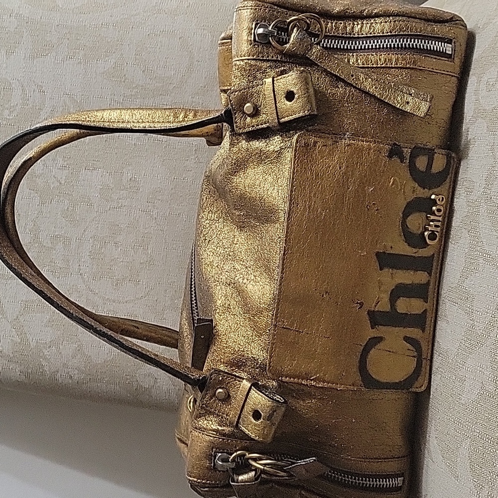 CHLOE METALLIC GOLD BAG HANDBAG BRONZE LEATHER